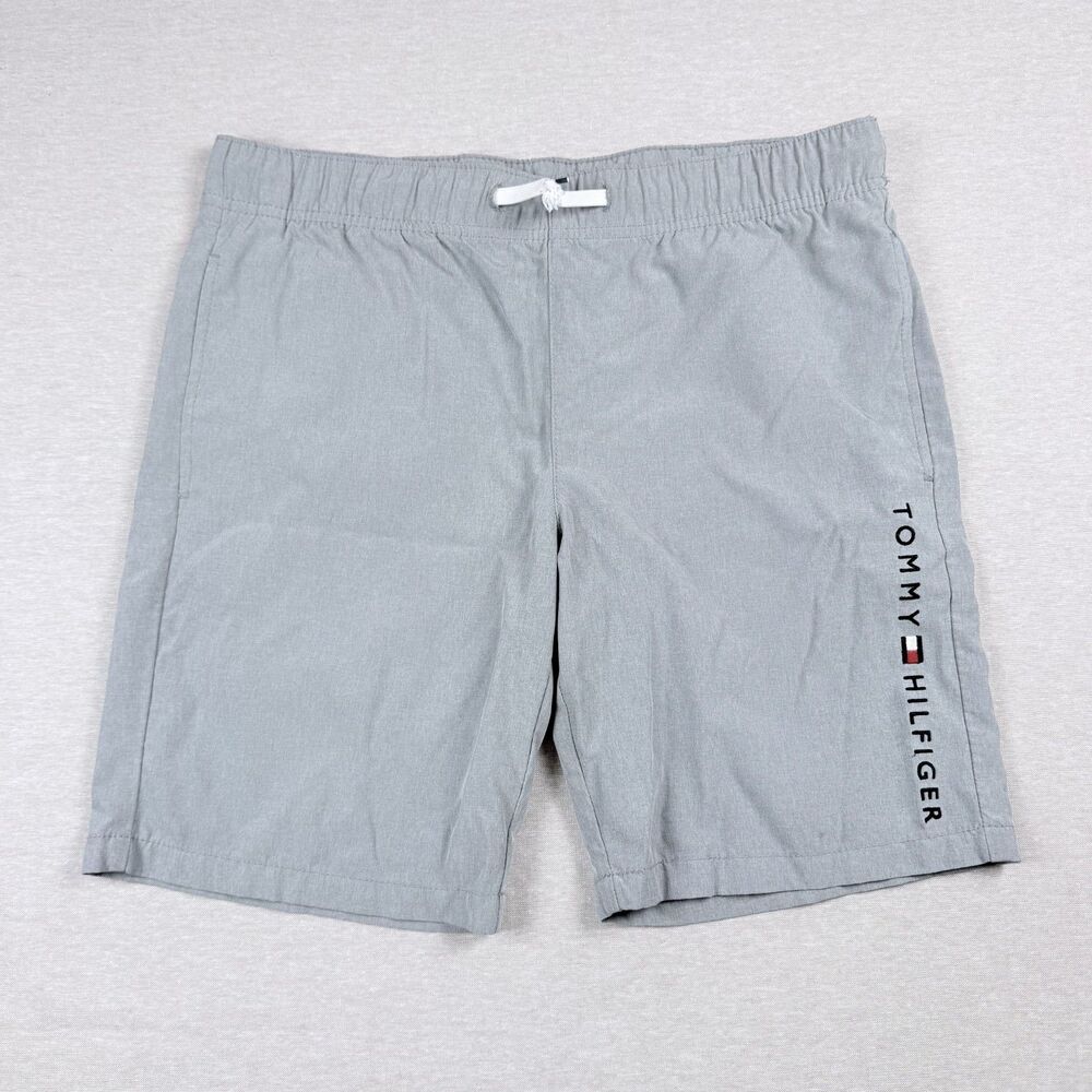 Tommy Hilfiger Youth Kid Boy Gray Short Large Logo Side Drawstring Prep Pull On